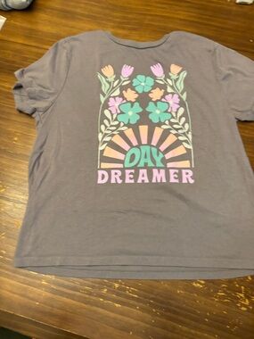 Daydreamer Gray Tee with Pastel Floral Graphic